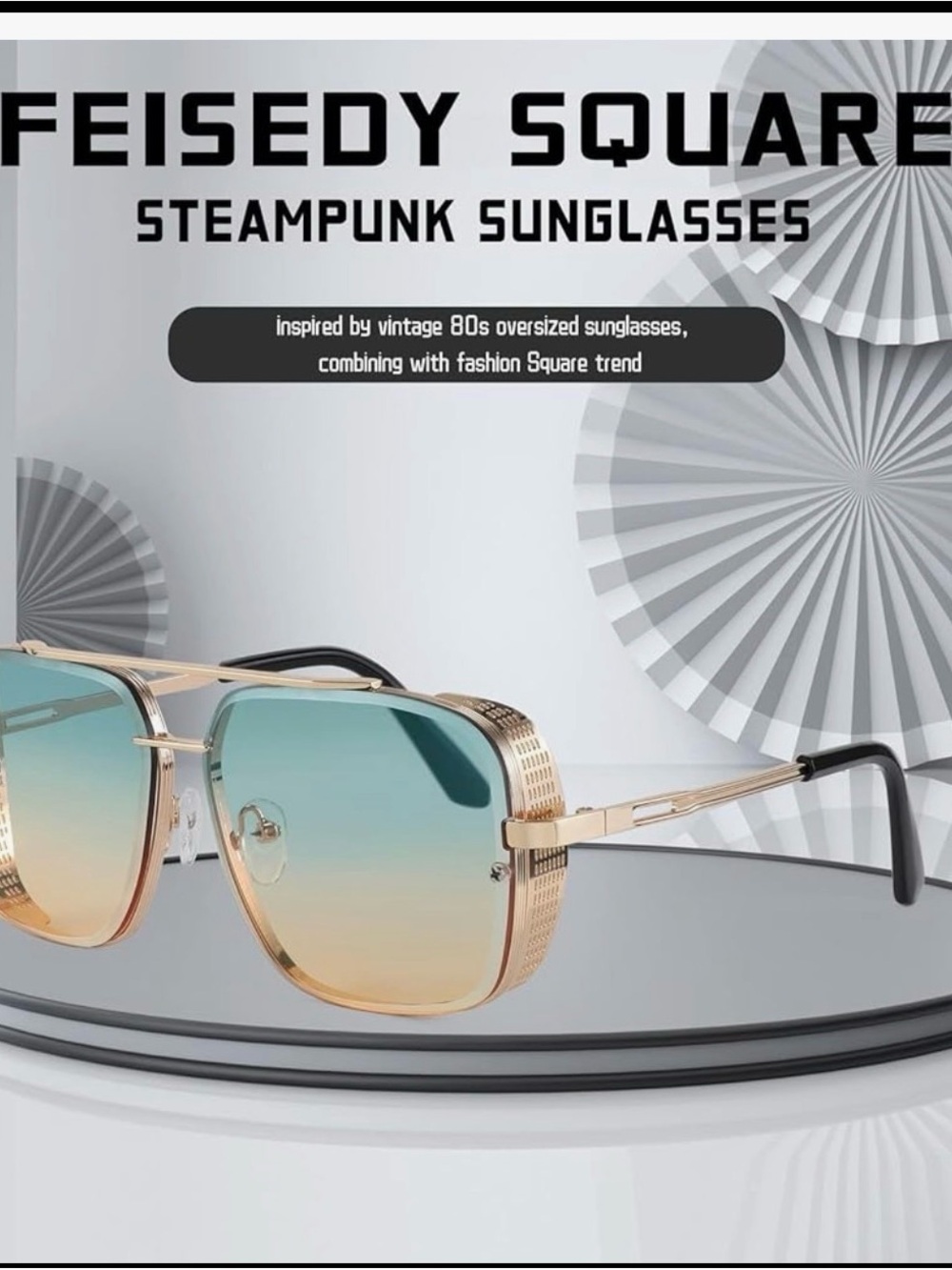 Gold Framed Gradient Lens Sunglasses - Blue to Amber Lenses